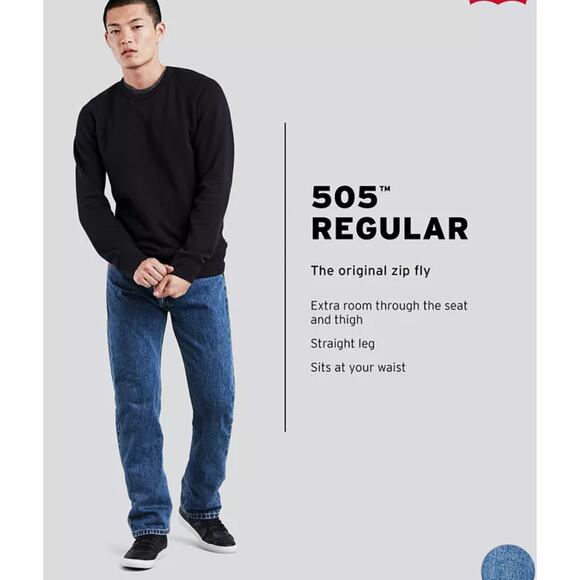 Levi's 505 Regular Fit Non-Stretch Jeans | Men's 32 x 32 Medium Stonewash NWT - Picture 6 of 7